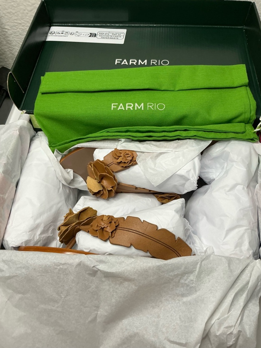 Farm Rio Tan Blooming Flat Sandal Size US8 / EU38 NIB - Picture 3 of 6